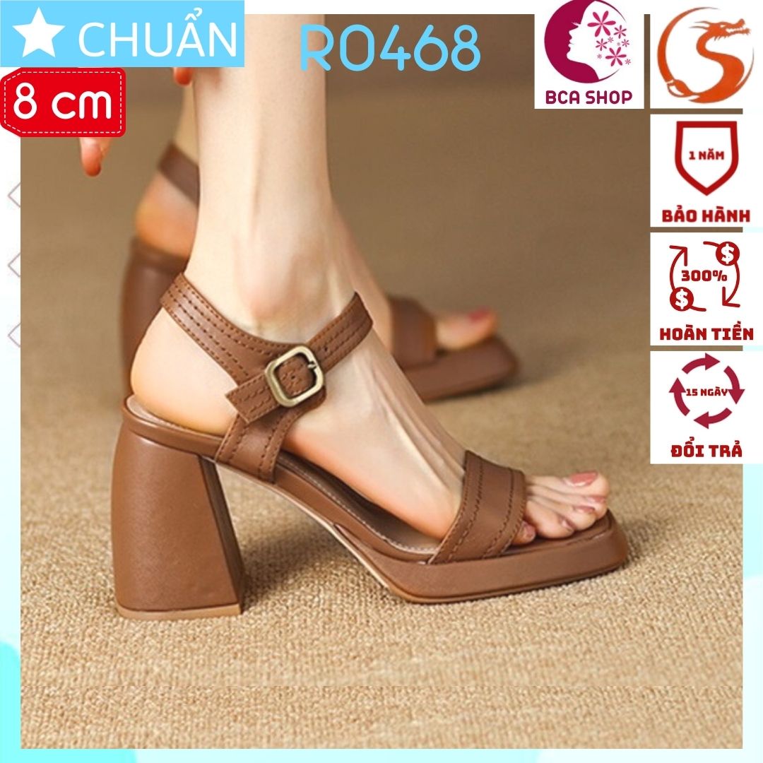 Giày cao gót nữ hở mũi cao 8 phân RO468 ROSATA tại BCASHOP quai sau cài ôm cổ chân - màu nâu