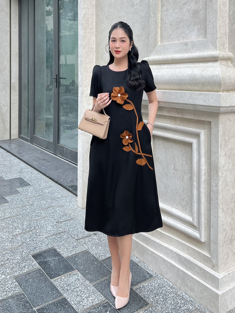 [HCM] Đầm suông phối cây hoa sang trọng dành cho nữ MS103 - KHÁNH LINH STYLE