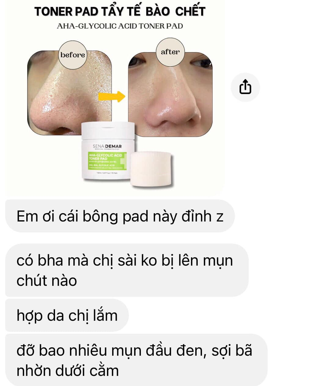Toner Pad SENADEMAR giúp tẩy tế bào chết giúp da sáng mịn từ Hàn Quốc 150ml/70 miếng hạn 2027