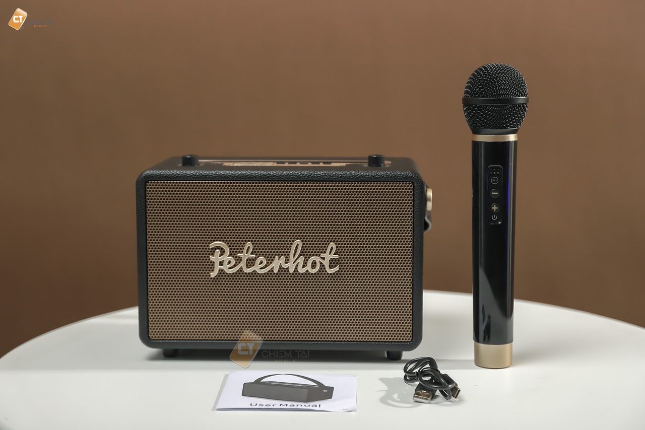 Loa karaoke Bluetooth PETERHOT A106W- kèm míc Hát Hàng Siêu Hot