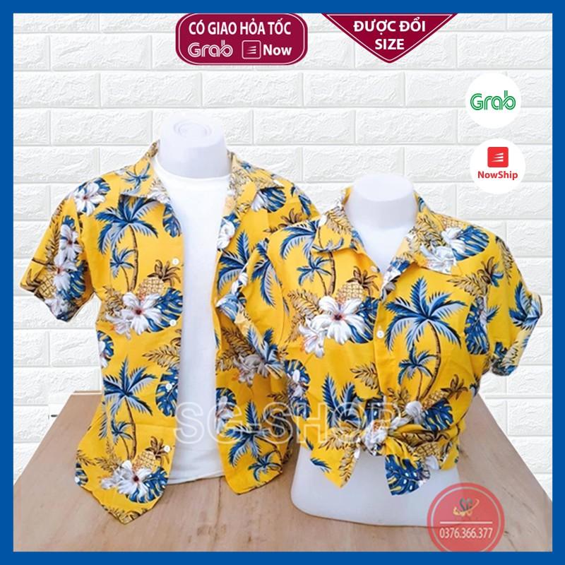 Áo sơ mi họa tiết đi biển, chất Kate Thái cao cấp, mềm mát mẻ - Áo đôi đi biển SGSHOP