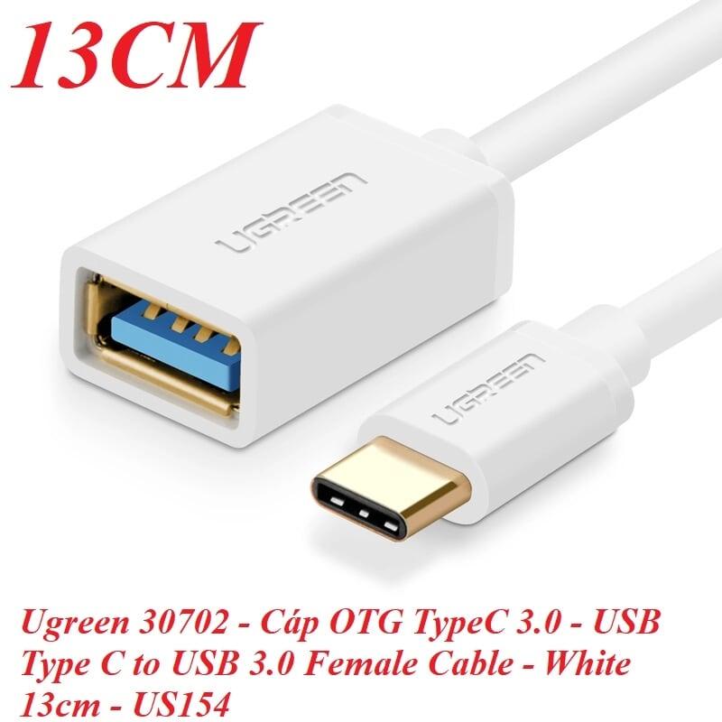 Ugreen UG30702US154TK 13CM Màu TRắng Dây USB Type-C sang USB 3.0 - HÀNG CHÍNH HÃNG