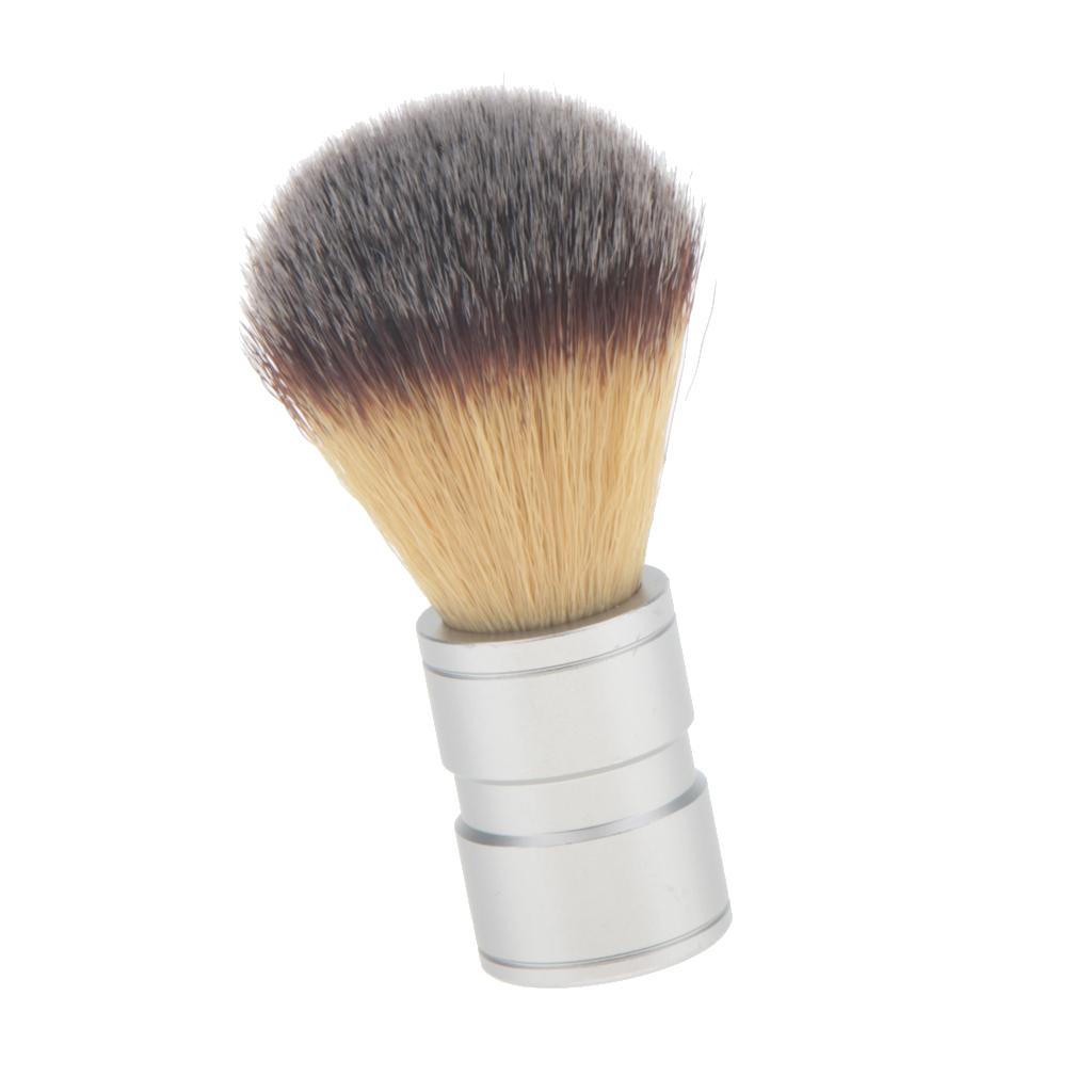 Men's Facial Shaving Nylon Hair Brush Alloy Handle Shave Tool Beard Clean
