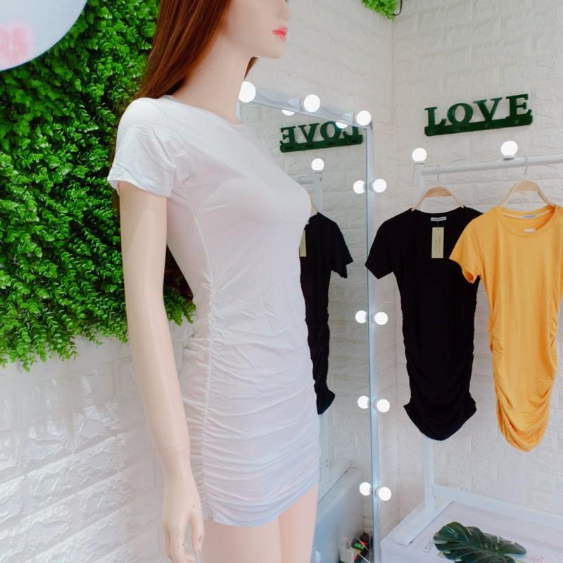 Váy Đầm Nữ Ôm Body Nhún Sườn Sang Chảnh Chất Thun Thái Mịn Đẹp - LH43