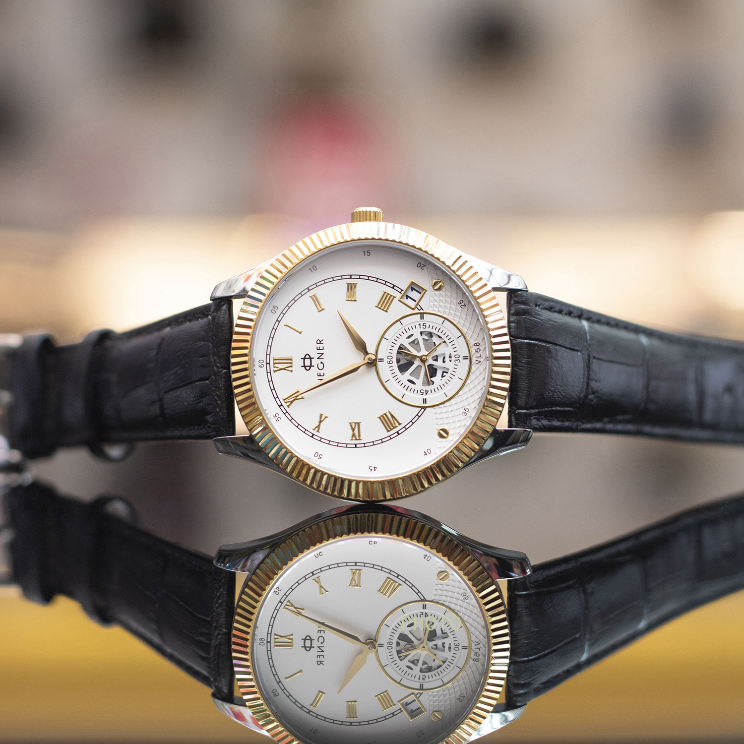 Đồng hồ nam Hegner HW-5046MCWH - Kính Sapphire, chống xước, chống nước - Dây da cao cấp