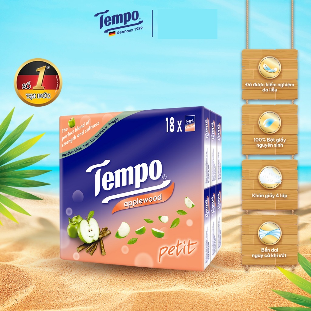 Khăn Giấy Bỏ Túi Tempo Petit Hương Gỗ Táo 18 Gói