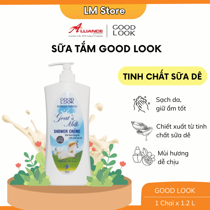 [Mua 2 Tặng 1] Sữa Tắm Trắng Da Tinh Chất Sữa Dê Good Look (1.2L)