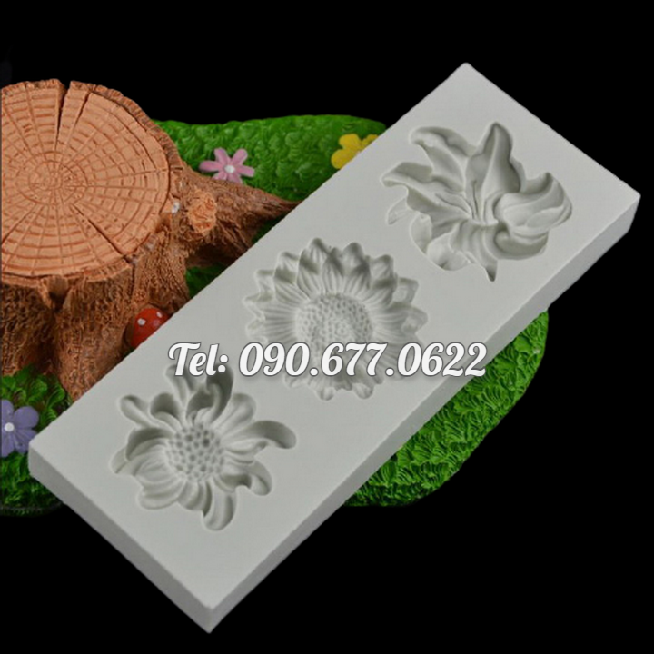 Khuôn silicone làm rau câu 3 hoa - Mã số 1415