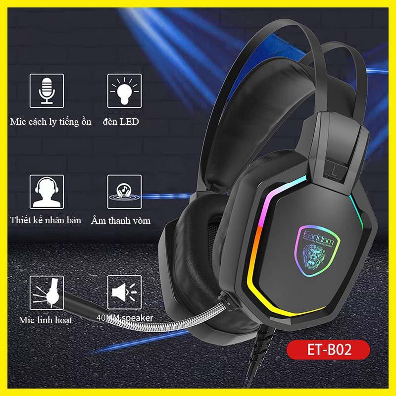 Tai Nghe Gaming Chụp Đầu Chơi Game, Nghe Nhạc ET - B02 Chính Hãng Earldom, Tai Nghe Kết Nối Qua Dây Chân USB, Có Micro- Hàng nhập khẩu