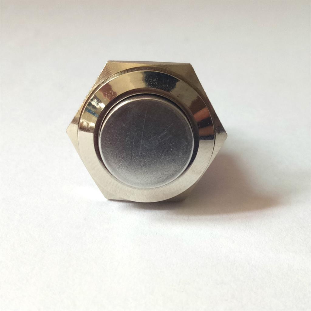 5 Pieces 16mm High Round Metal Push Button Switch Momentary Reset Silver