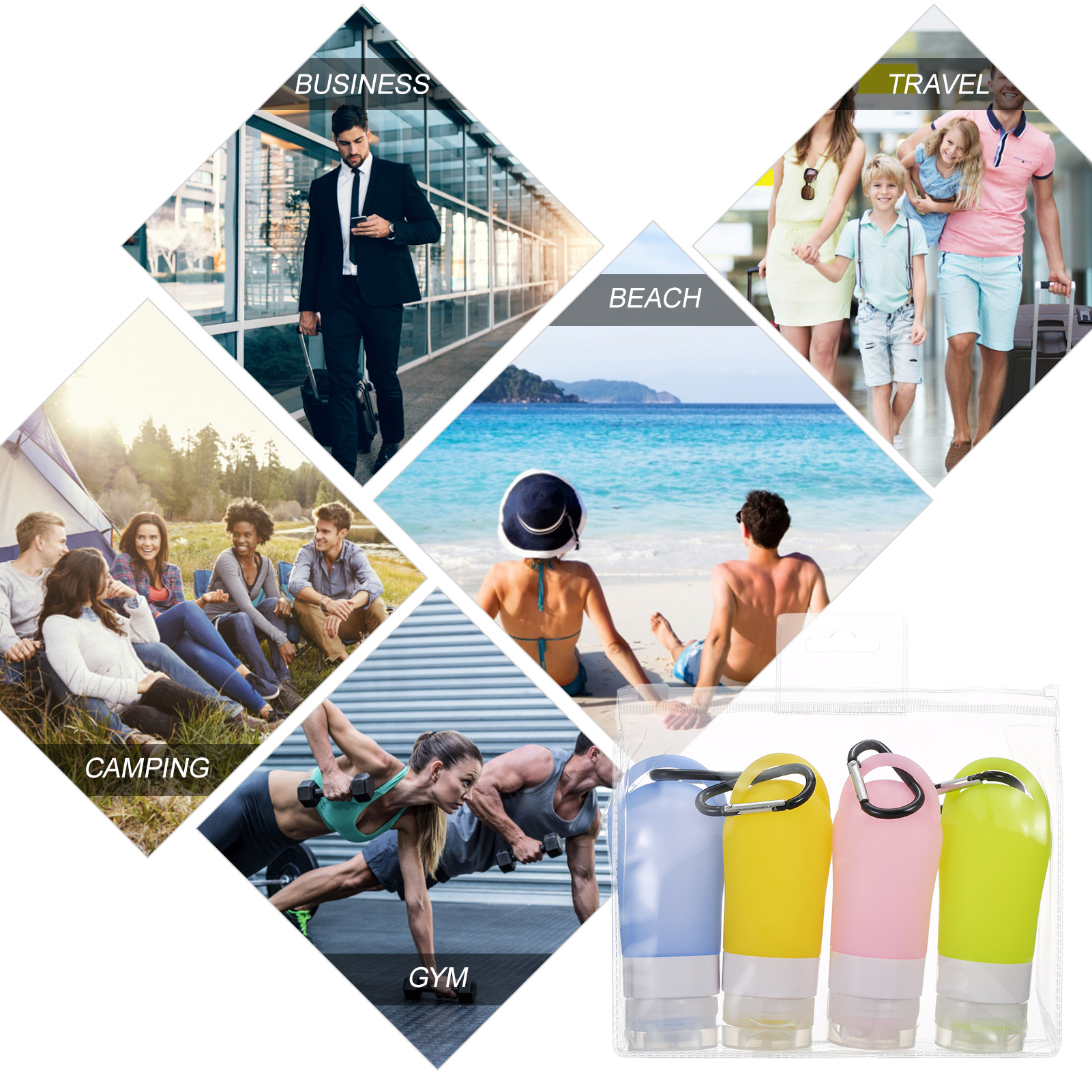 Set 4 Chai Du Lịch 60Ml Có Móc