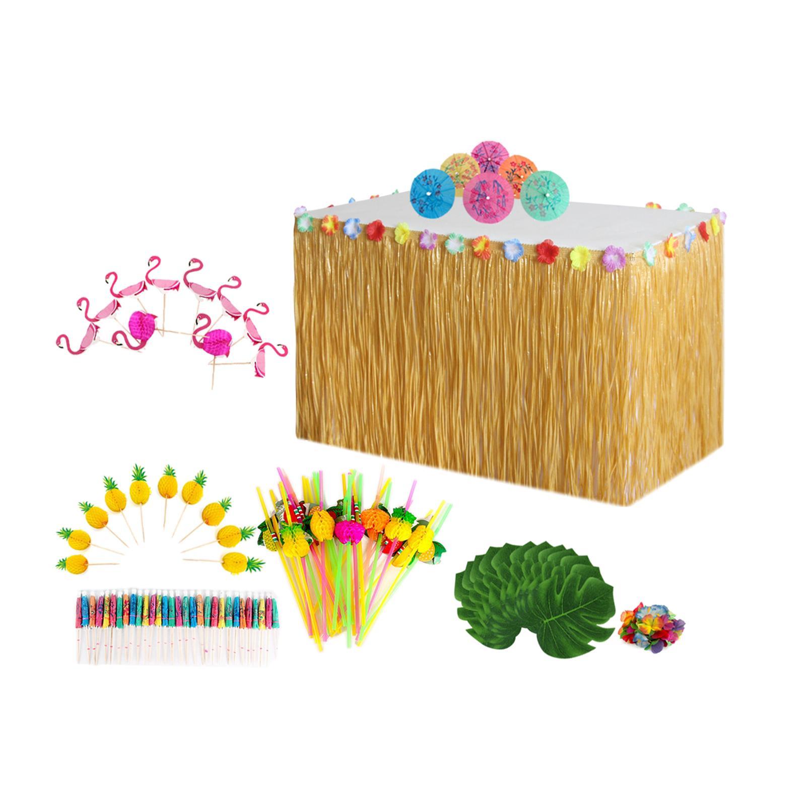 Artifical Grass Table Skirt Decor Tropical Luau Party Decoration for Outdoor