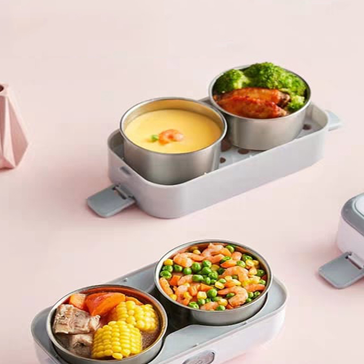 Hộp Cơm Điện Hâm Nóng Giữ Nhiệt Cooking 200W- 4 Hộp Inox - 2 Tầng