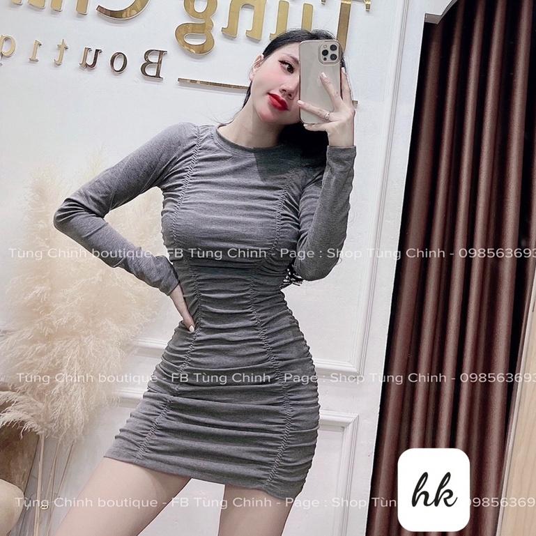 Đầm dự tiệc, Váy nhún con sâu ôm dáng sexy - December Fashion