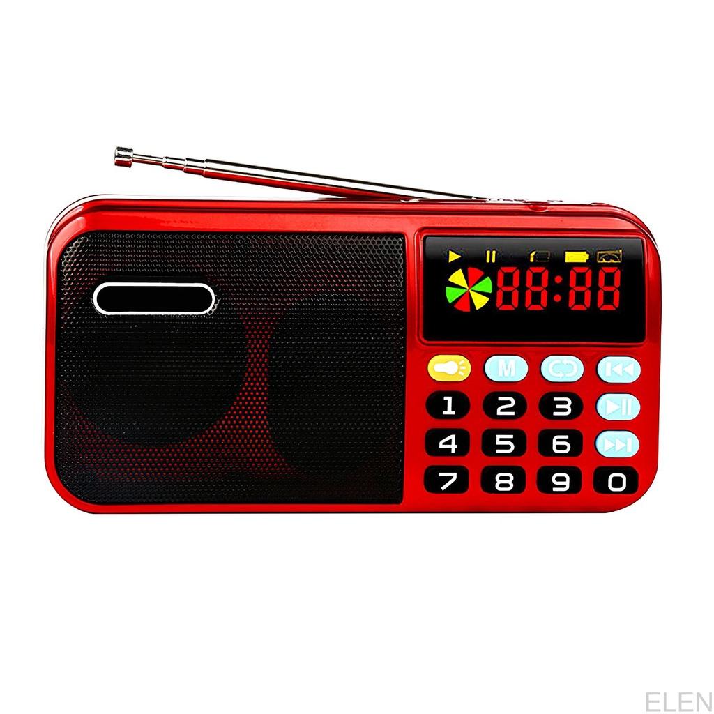 Portable Radio Player Black and Red Color Audio Player FM Digital Player 4000mAh USB Rechargeable Broadcast ELEN