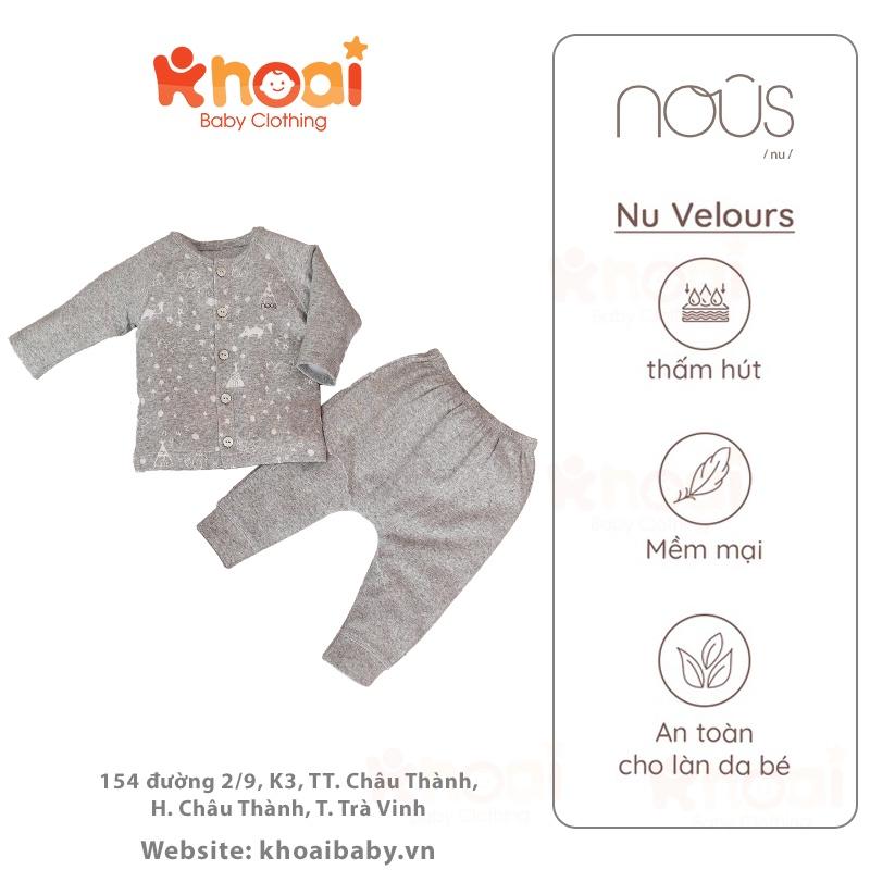 Bộ cài thẳng dài Nous cáo ghi - Chất liệu Nu Velours 95% cotton thiên nhiên