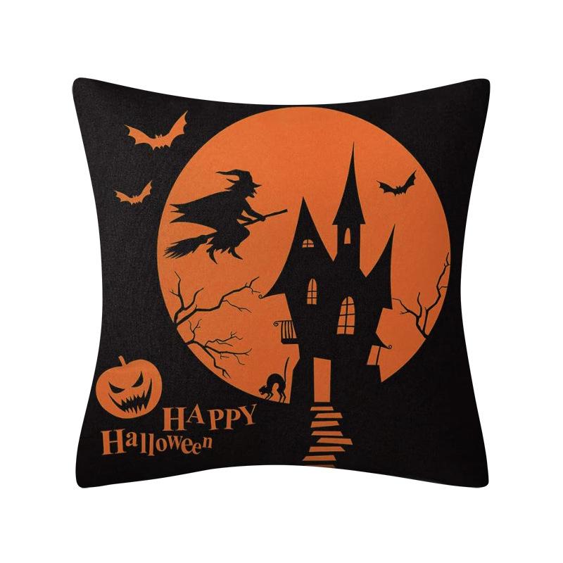 4 Halloween Đệm, Cam Và Đen Halloween Trang Trí Sân Vườn Đệm Happy Halloween Đệm Bông 45x45cm