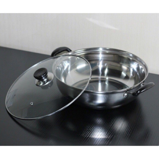 Nồi Lẩu Inox 28cm - Xoong Lẩu Inox Dùng Cho Mọi Loại Bếp Đế Mỏng