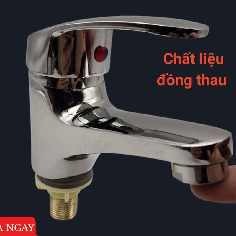 Vòi lavabo lạnh thân lùn chất đồng thau sáng bóng cao cấp phong cách hiện đại tiêu chuẩn châu âu