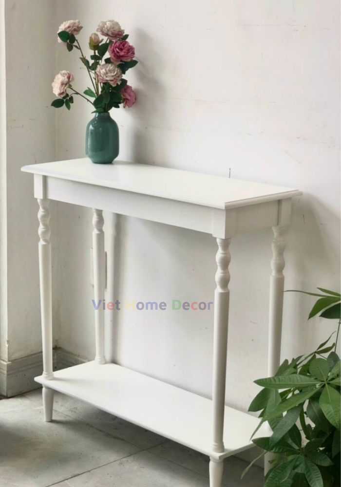 Bàn Console Trang Trí Chân Tiện Màu Trắng 9001 - Thương hiệu Viet Home Decor