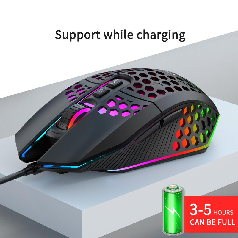 X801 Sạc Không Dây Chơi Game 8 Nút LED Tổ Ong Rỗng Thiết Kế Công Thái Học RGB Chuột Chơi Game Với Bên Ngoài Đầu Thu
