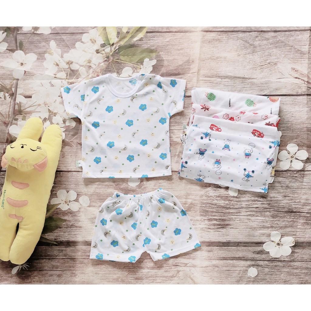 Họa Tiết Mới- Combo 5 Bộ coton cho bé sơ sinh- bộ đồ cộc tay mùa hè cho trẻ em