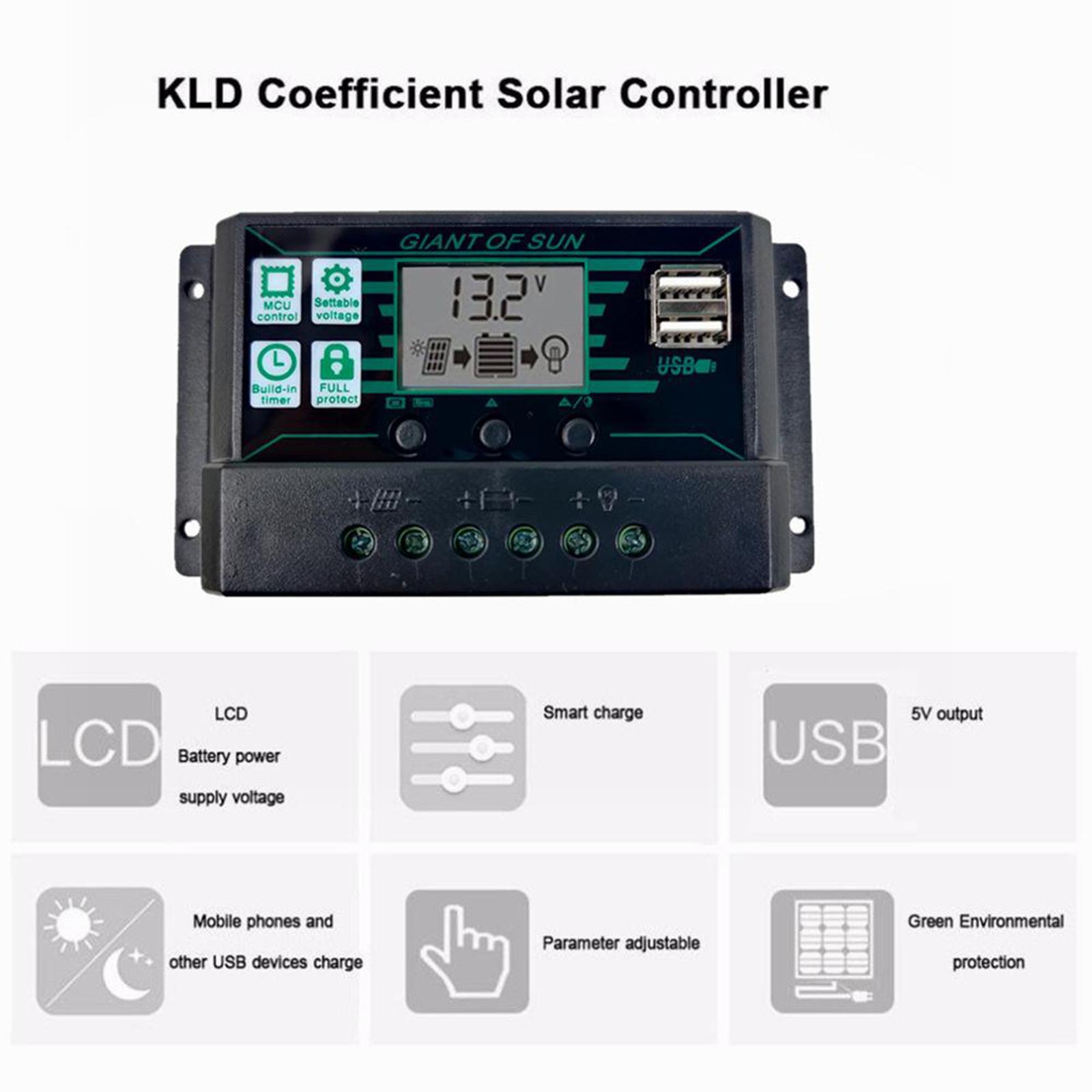20- MPPT PWM Solar Panel Battery Regulator Charge Controller LCD Display 20A
