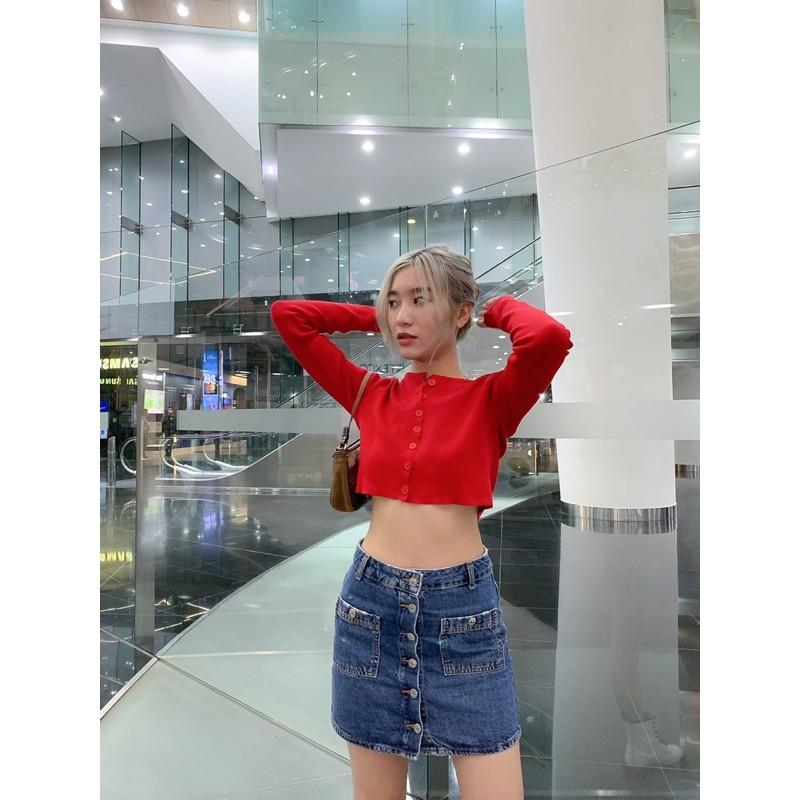 áo cardigan len - Áo len croptop nữ