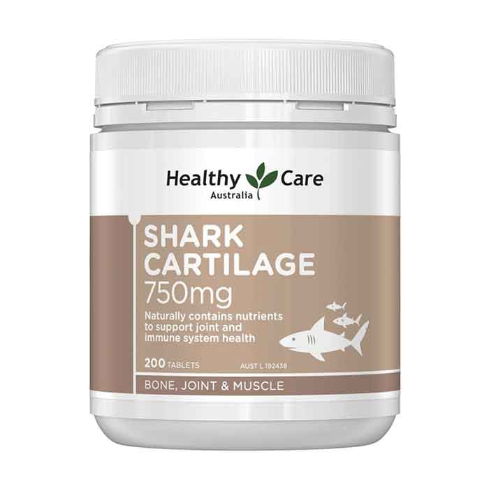 Viên uống sụn vi cá mập Healthy Care Shark Cartilage 750mg - Úc (200 viên)