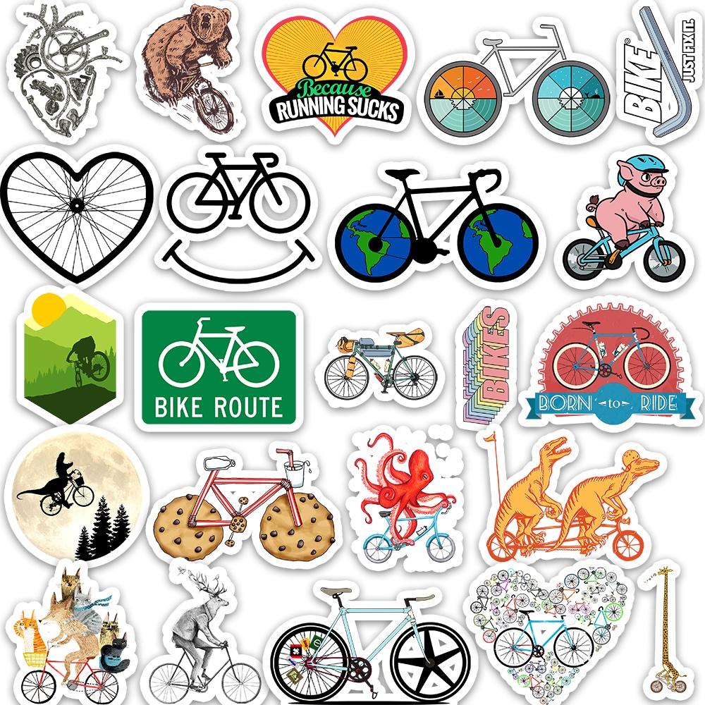 Set 50 cái Sticker Xe Đạp dán mũ bảo hiểm, hình dán bike chống nước, decal trang trí xe đạp