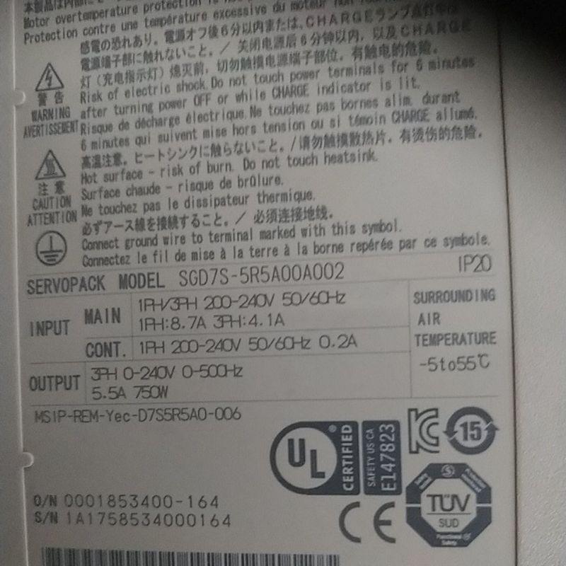 SERVOPACK YASKAWA SGD7S-5R500A002( 750W)