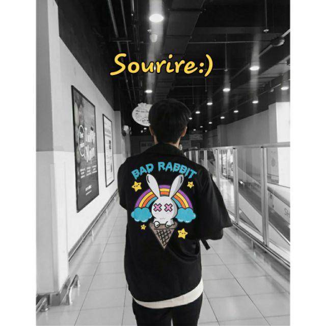 Áo Khoác Rabbit Ice Cream Jacket Unisex Form Rộng Cổ Bẻ Dù 2 Lớp Dáng Jacket