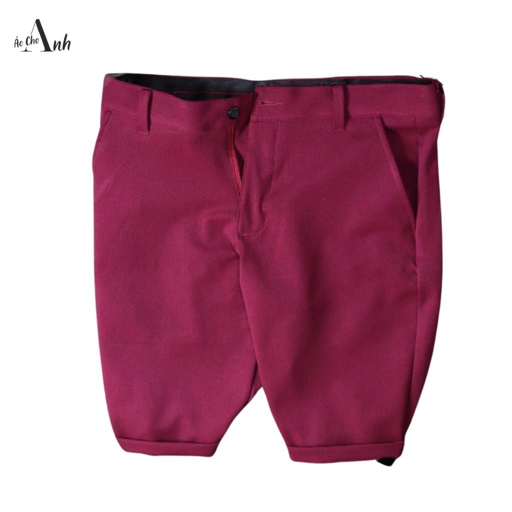 Quần short tây body chất vải co giãn mềm mại phong cách quần đùi nam vải Kate hàng chuẩn - Q007