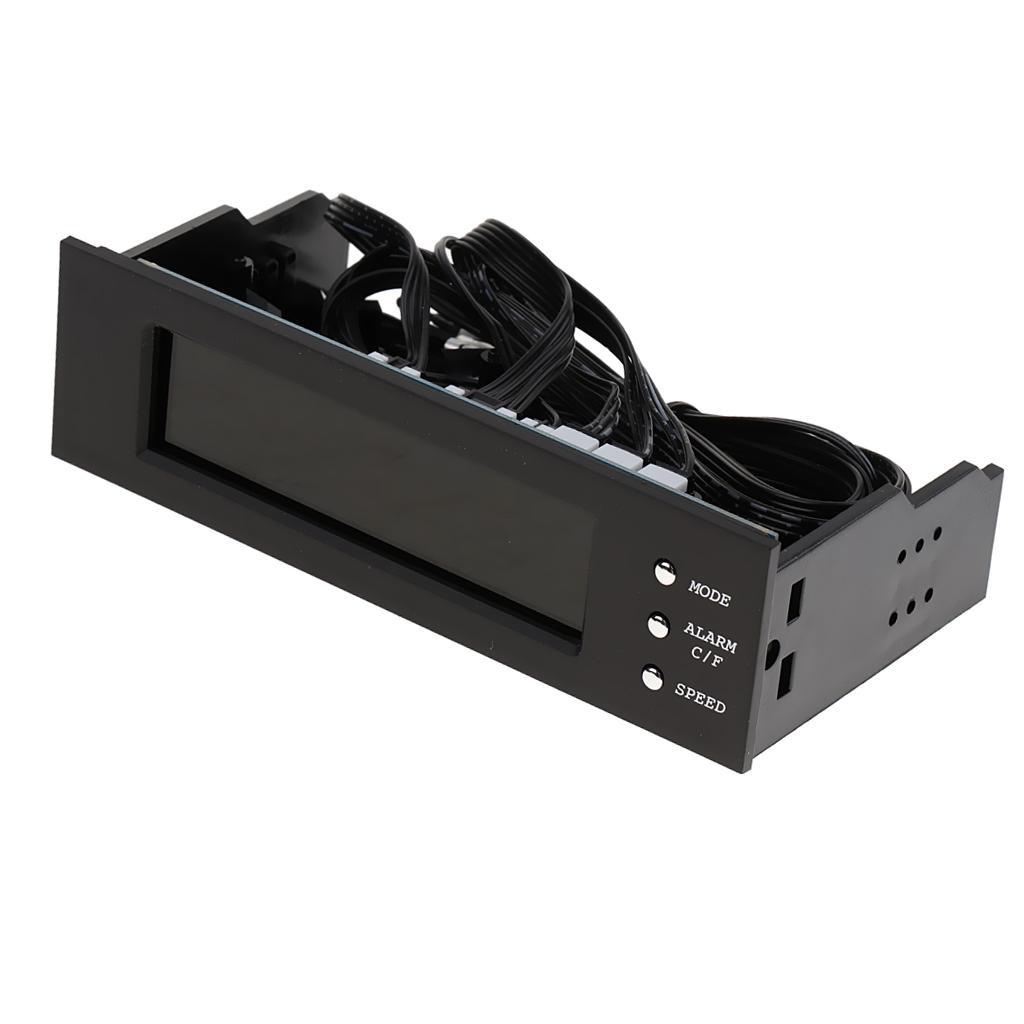 2Piece 5.25"PC Case Fan Temperature Controller LCD Display Front Panel