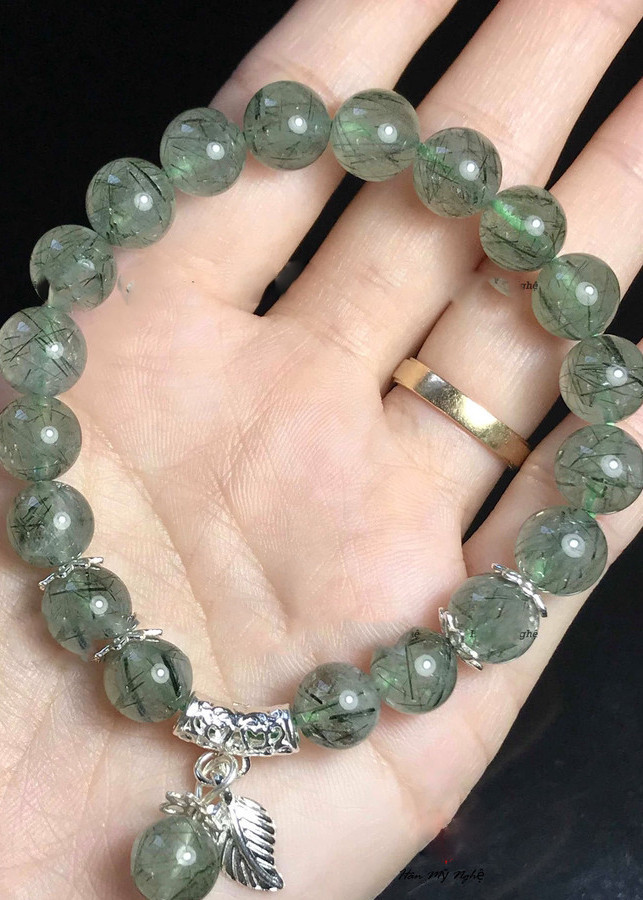 Vòng tay  tóc xanh mix charm 925