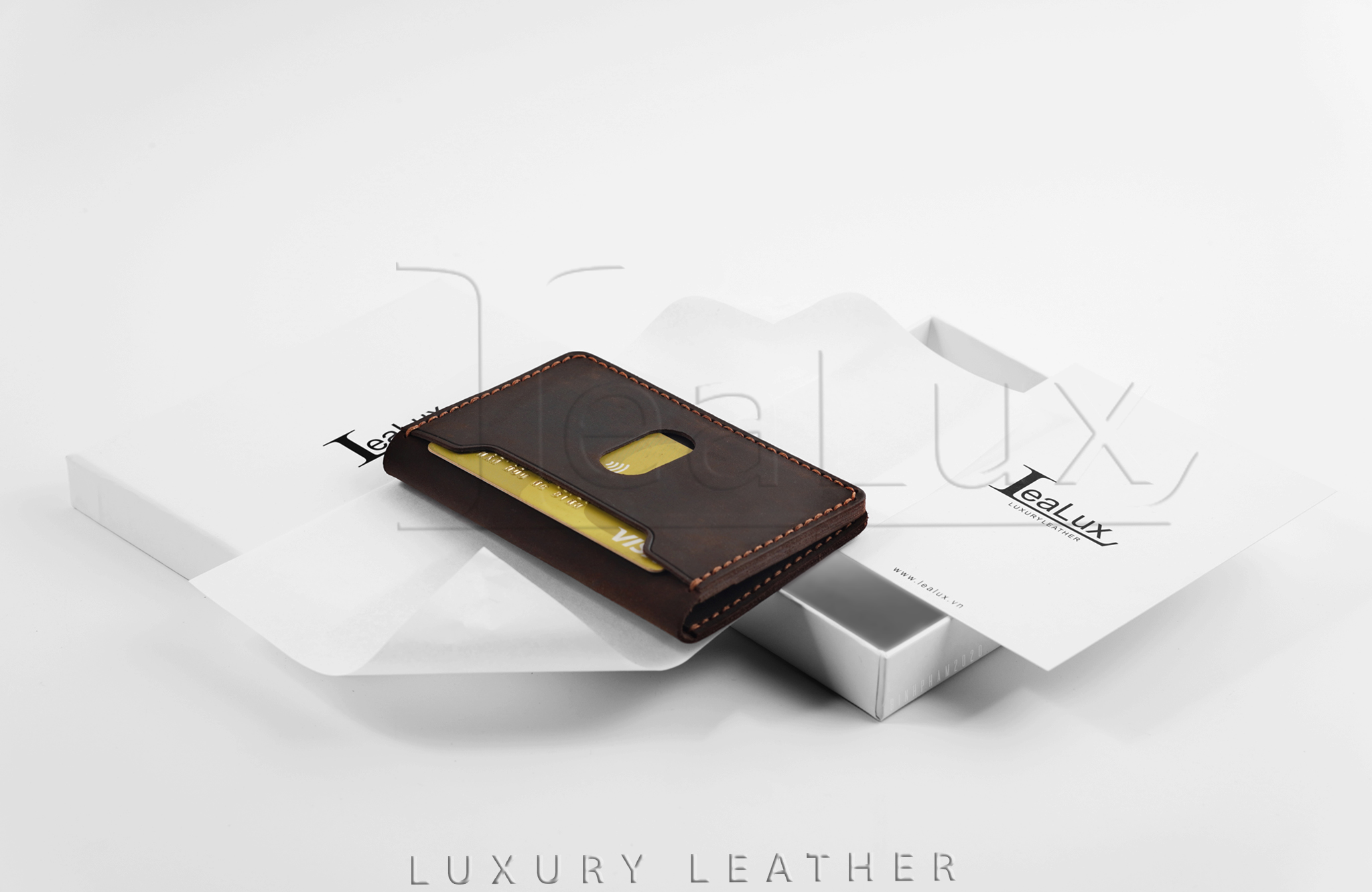 Ví Da Nam Nữ Đựng Thẻ LEALUX Mini Handmade 1
