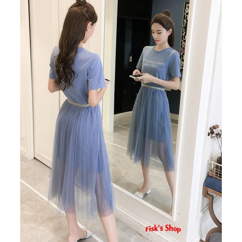 Set váy phông phối chân váy lưới