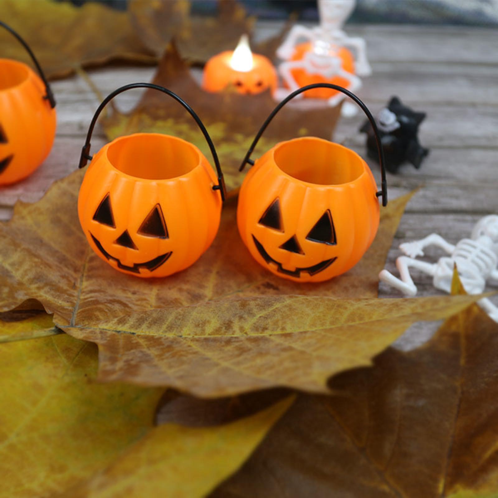 6x Halloween Pumpkin Buckets Candy Pail Holder Decoration for Favors