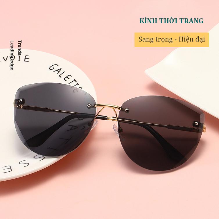 Kính Mát Nữ Aoron Không Viền Chống Nắng Đi Biển Tròng Gradient Mắt Mèo Pastel Kẹo Ngọt Cá Tính Thời Thượng AK114