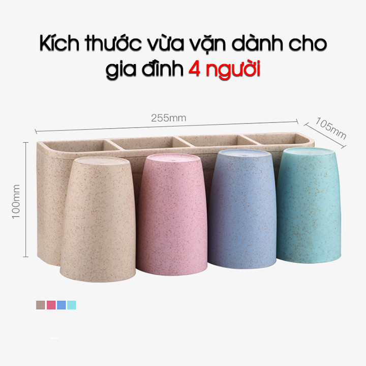 Kệ treo bàn chải và lấy kem tự động 4 cốc cao cấp mẫu mới