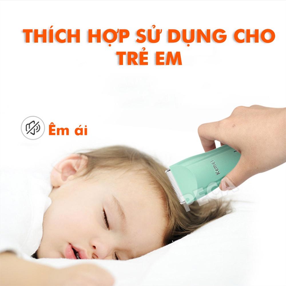 Tông đơ cắt tóc trẻ em không dây Kemei KM-811lưỡi sứ trắng, không ồn chuyên dụng cắt tóc cho con, cắt tóc bé sơ sinh