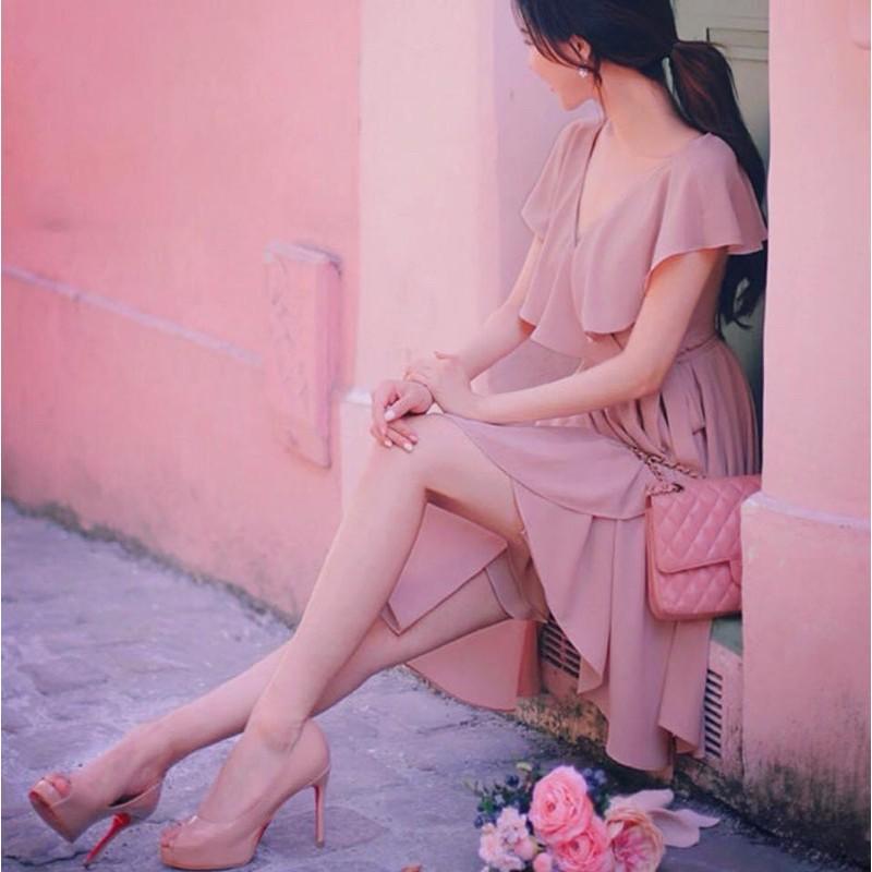 Đầm Suông Ngắn Hồng Đậm