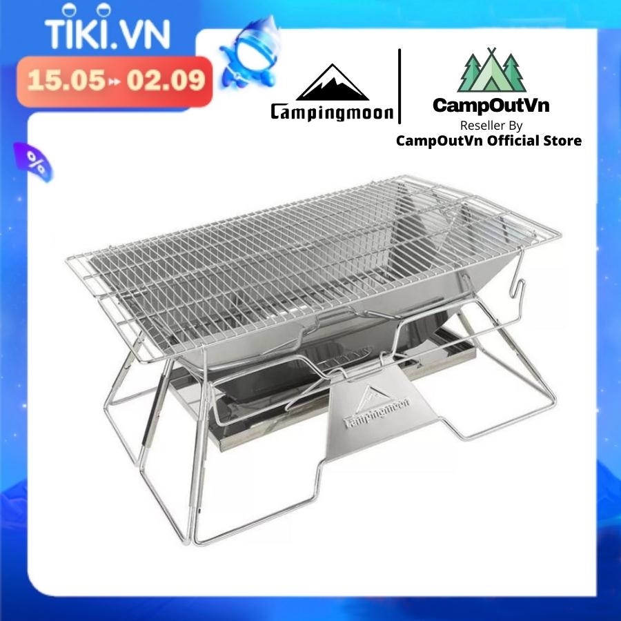 Bếp Nướng Than Ngoài Trời Campingmoon Đồ Cắm Trại Du Lịch Dã Ngoại Bếp Than Xếp Gọn Inox Campout A014