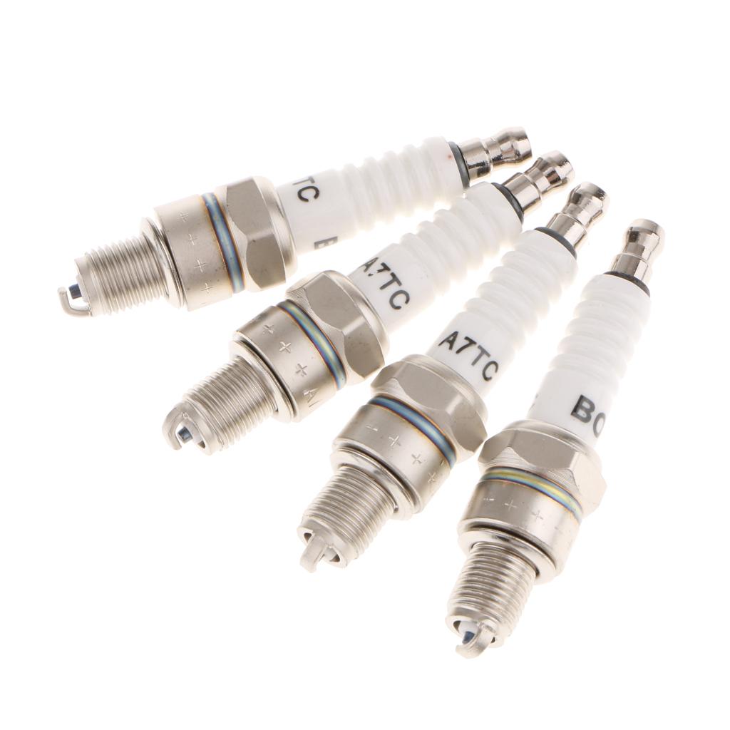 4 Miếng Bugi A7TC A7TJC 3 Điện Cực GY6 50-125cc Moped Xe Tay Ga ATV Quad