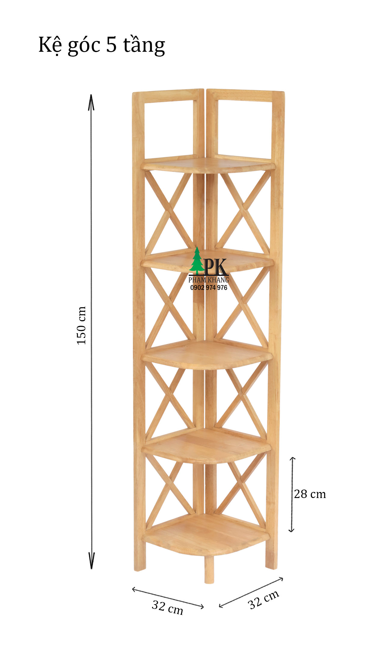 Kệ góc 5 tầng màu tự nhiên