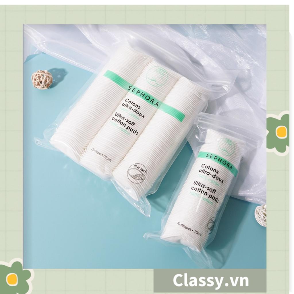 Bông Tẩy Trang Cotton Pads Classy chất liệu Cotton bỏ túi du lịch tiện lợi 50 miếng, 80 miếng và 120 miếng PK1684