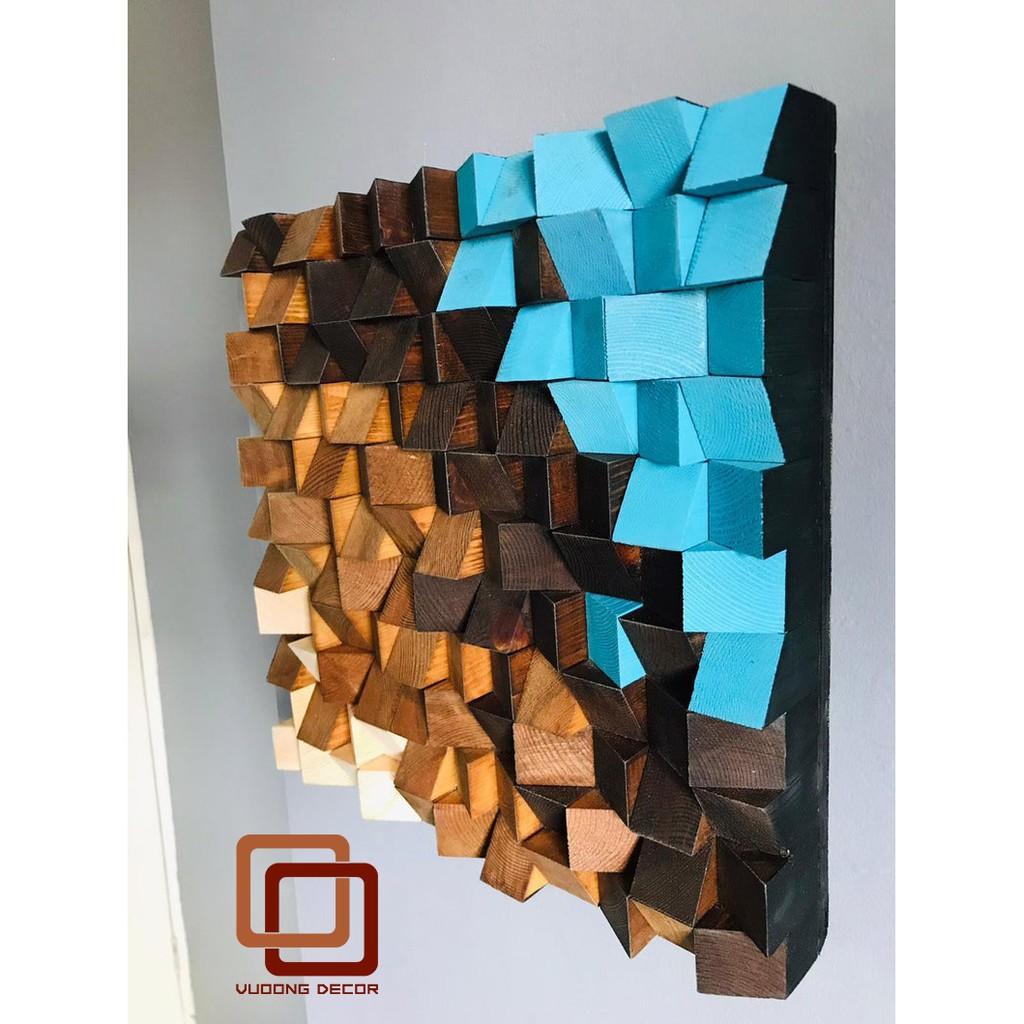 Tranh gỗ trang trí 3D (Wood mosaic) - (KÍCH THƯỚC 30x30 và 50x50cm) - Biển xanh cát trắng nắng vàng