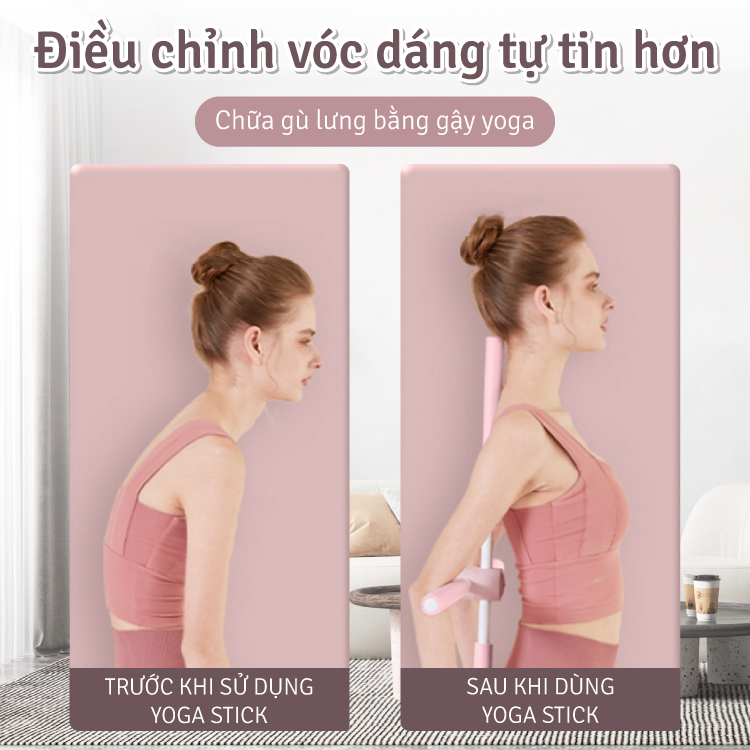 BG Gậy Tập Lưng, Vai GREY, Chống Gù, Uốn Thẳng Lưng, Gậy Tập Yoga
