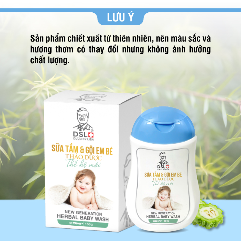 Sữa tắm & gội em bé thảo dược (150g), ngừa mụn, rôm sảy, hăm tã, dưỡng ẩm