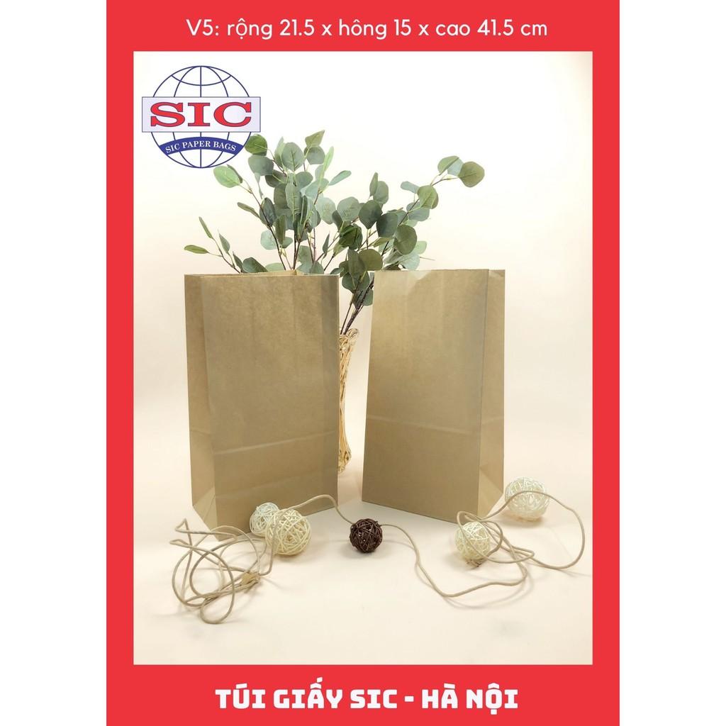10 CHIẾC TÚI GIẤY KRAFT V5: 21.5x15x41.5 KHÔNG QUAI